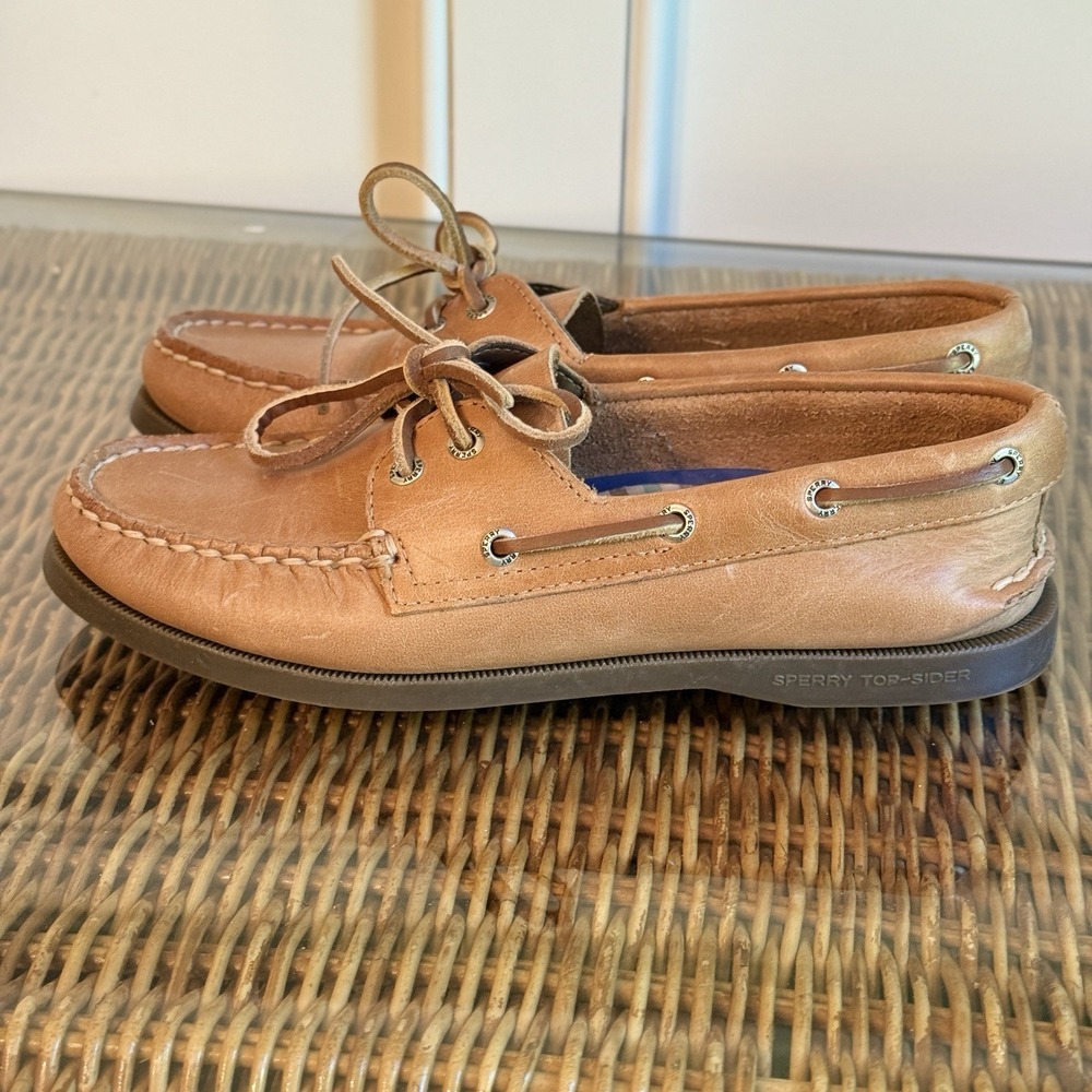 WOMENS SPERRY BOAT SHOE AO 2-EYE BROWN SHOES SIZE 7 - Picture 5 of 11